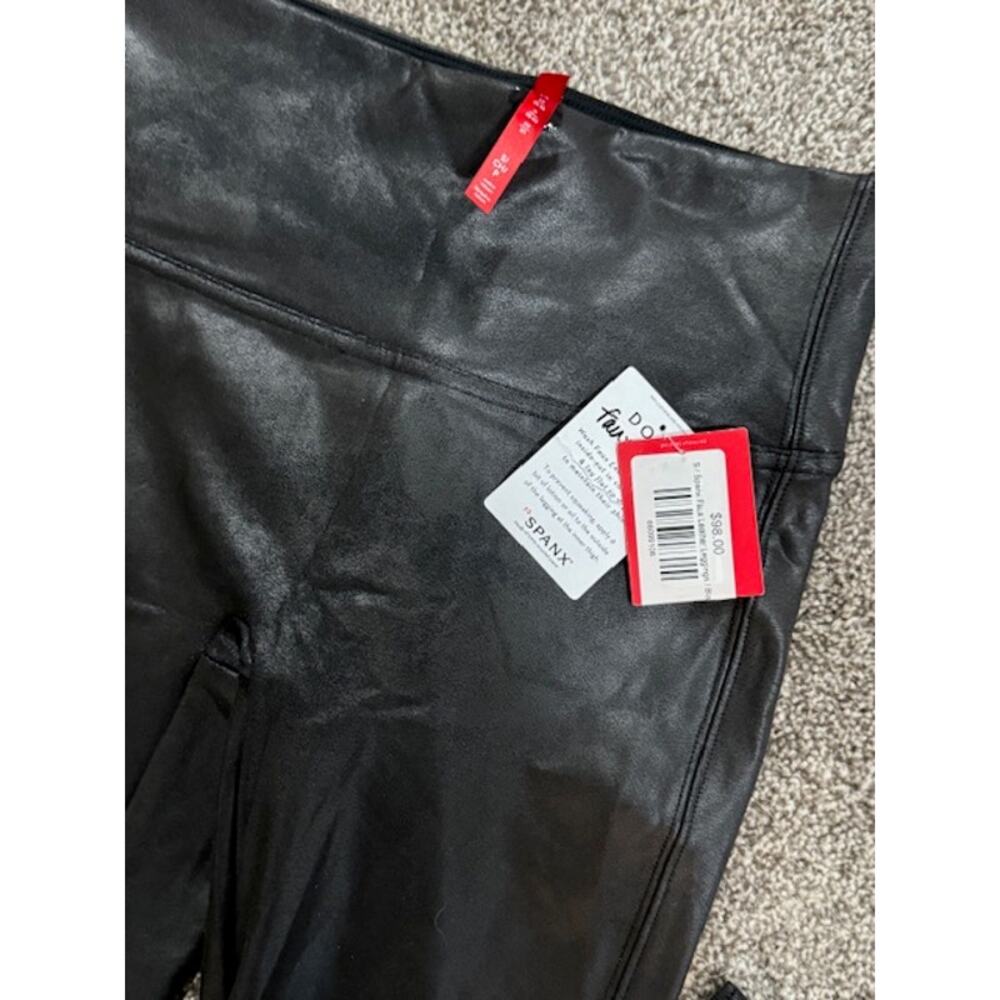 SPANX Black High-Waisted Faux Leather Leggings - Picture 3 of 5